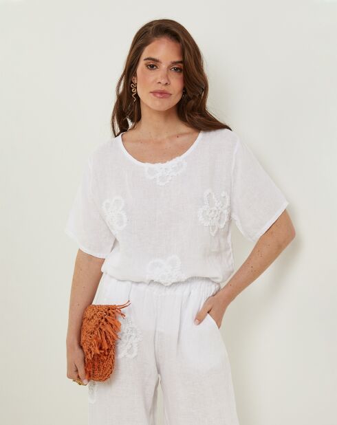 T-Shirt 100% Lin Sandra blanc