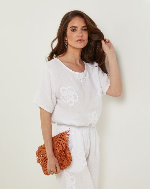 T-Shirt 100% Lin Sandra blanc