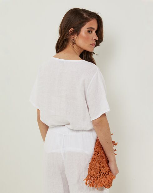 T-Shirt 100% Lin Sandra blanc
