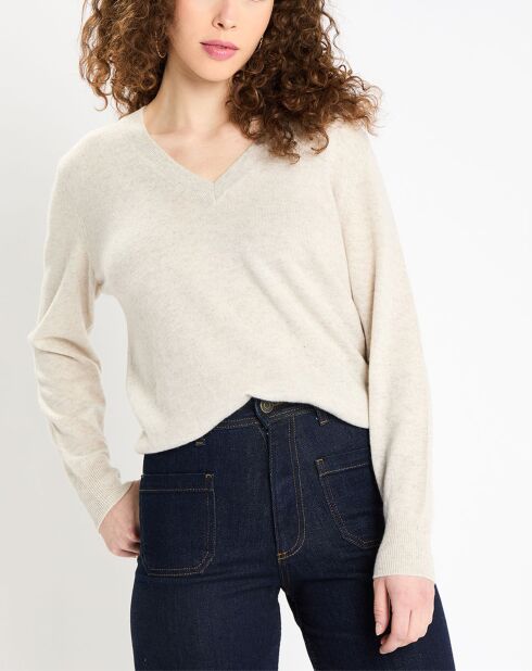 Pull 100% Cachemire Zocon col V gris clair