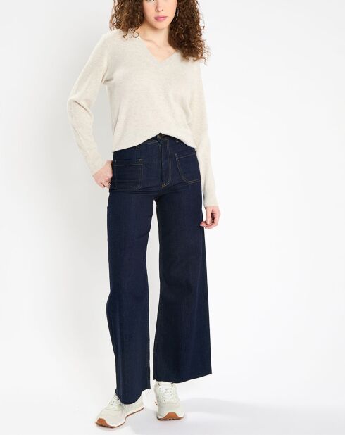 Pull 100% Cachemire Zocon col V gris clair