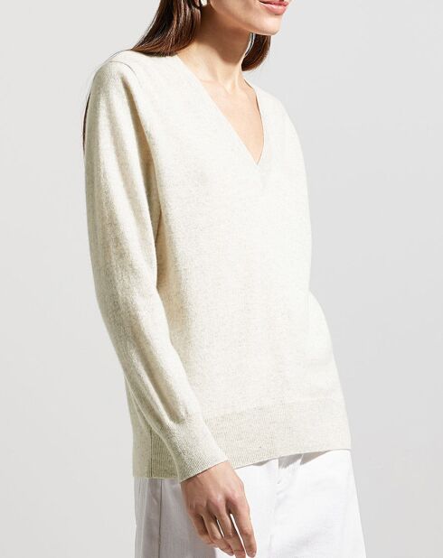 Pull 100% Cachemire Zocon col V gris clair