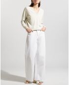 Pull 100% Cachemire Zocon col V gris clair