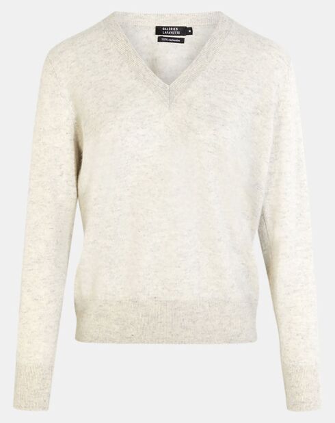 Pull 100% Cachemire Zocon col V gris clair