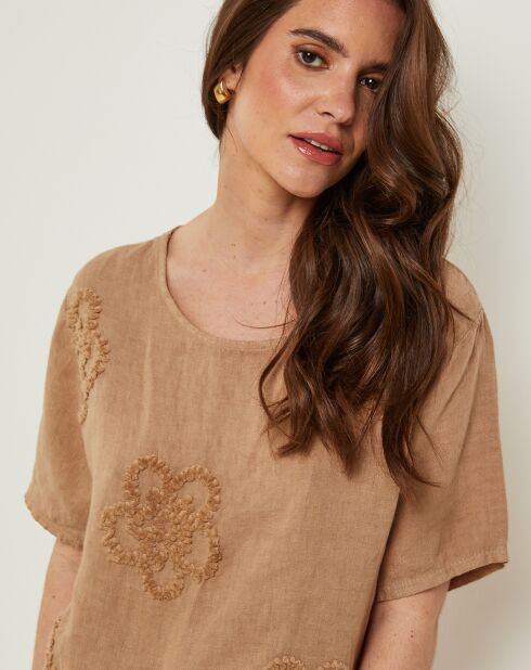 T-Shirt 100% Lin Sandra camel
