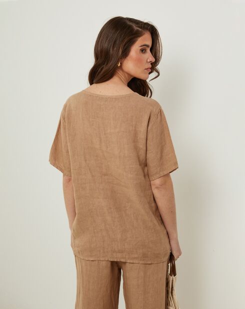 T-Shirt 100% Lin Sandra camel