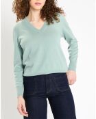 Pull 100% Cachemire Zocon col V vert clair