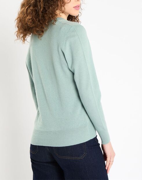 Pull 100% Cachemire Zocon col V vert clair