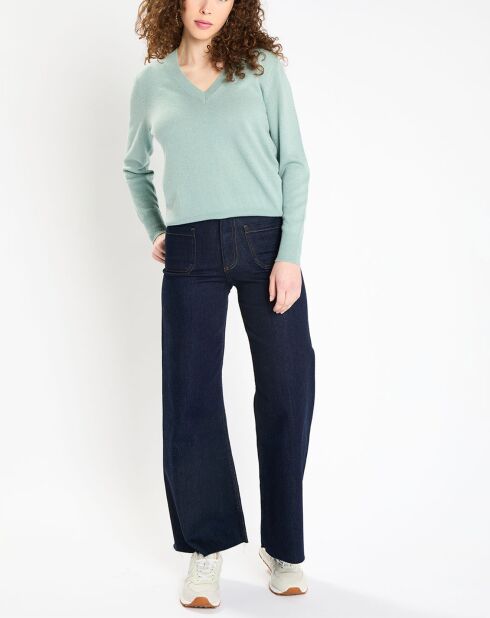 Pull 100% Cachemire Zocon col V vert clair
