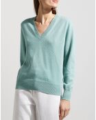 Pull 100% Cachemire Zocon col V vert clair