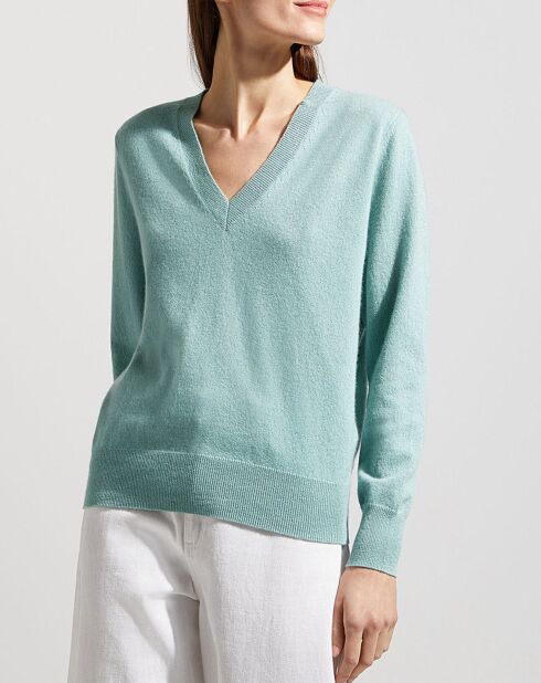 Pull 100% Cachemire Zocon col V vert clair