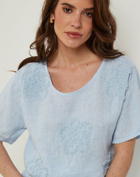 T-Shirt 100% Lin Sandra marine