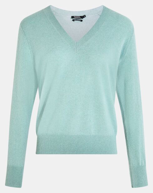 Pull 100% Cachemire Zocon col V vert clair