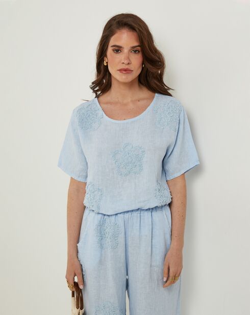 T-Shirt 100% Lin Sandra marine