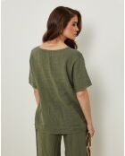 T-Shirt 100% Lin Sandra kaki