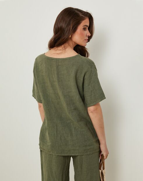 T-Shirt 100% Lin Sandra kaki