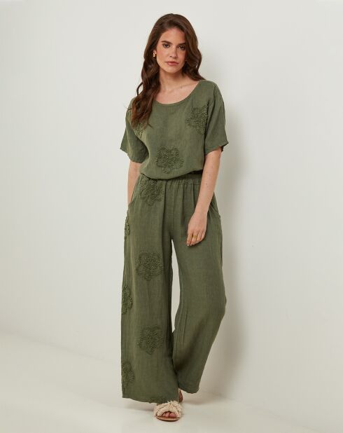 T-Shirt 100% Lin Sandra kaki