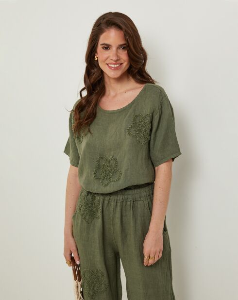T-Shirt 100% Lin Sandra kaki
