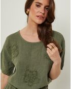 T-Shirt 100% Lin Sandra kaki