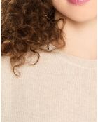 Pull 100% Cachemire Zabri  col rond beige clair