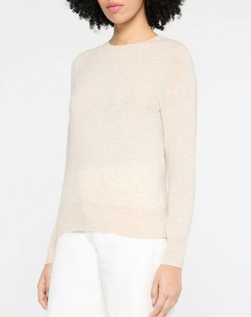 Pull 100% Cachemire Zabri  col rond beige clair