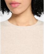 Pull 100% Cachemire Zabri  col rond beige clair