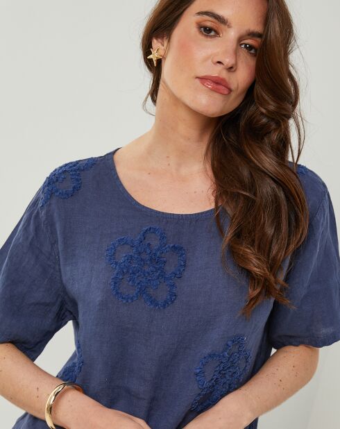 T-Shirt 100% Lin Sandra marine