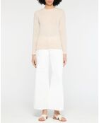 Pull 100% Cachemire Zabri  col rond beige clair