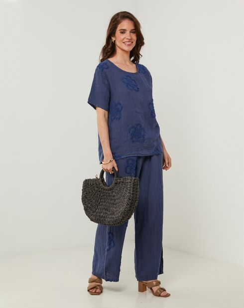 T-Shirt 100% Lin Sandra marine
