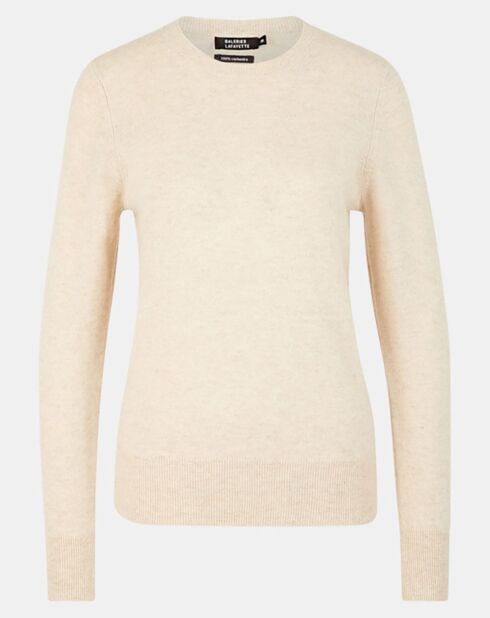 Pull 100% Cachemire Zabri  col rond beige clair