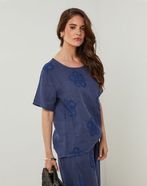 T-Shirt 100% Lin Sandra marine