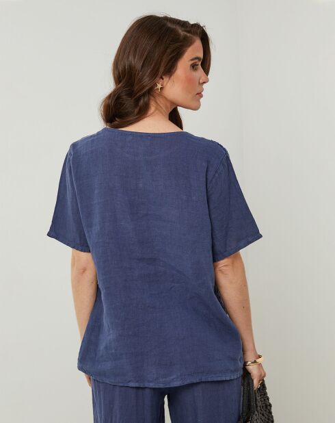 T-Shirt 100% Lin Sandra marine