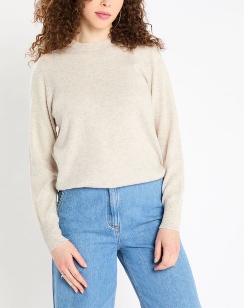 Pull 100% Cachemire Zabri col rond gris clair