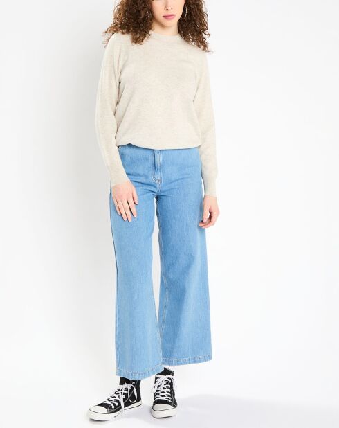 Pull 100% Cachemire Zabri col rond gris clair