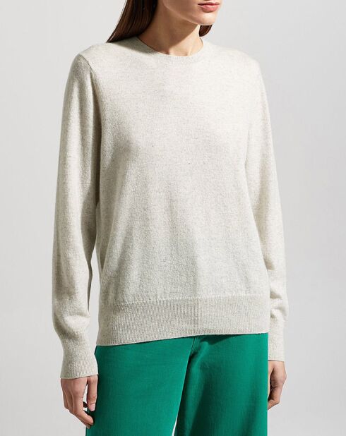 Pull 100% Cachemire Zabri col rond gris clair