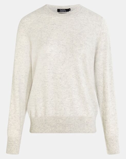 Pull 100% Cachemire Zabri col rond gris clair