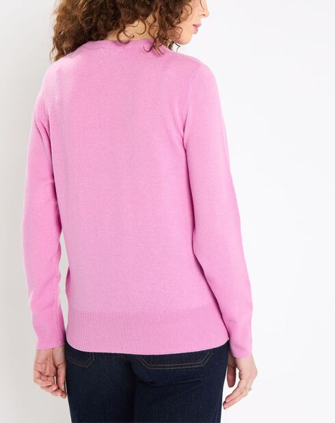 Pull 100% Cachemire Zabri col rond rose