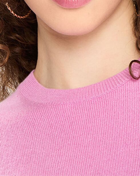 Pull 100% Cachemire Zabri col rond rose