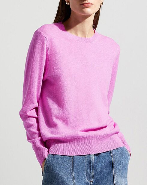 Pull 100% Cachemire Zabri col rond rose