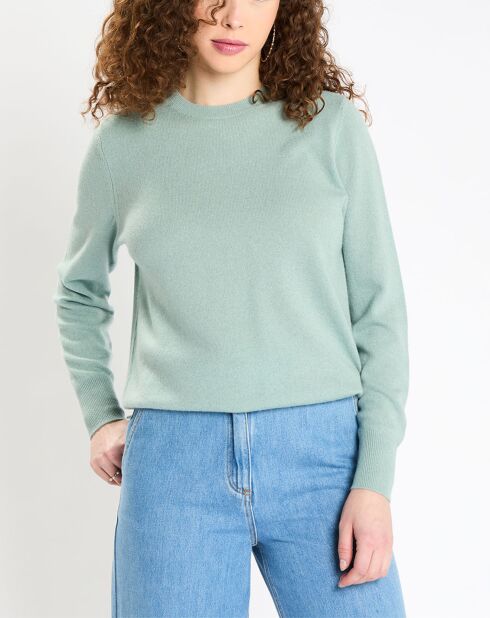 Pull 100% Cachemire Zabri col rond vert clair