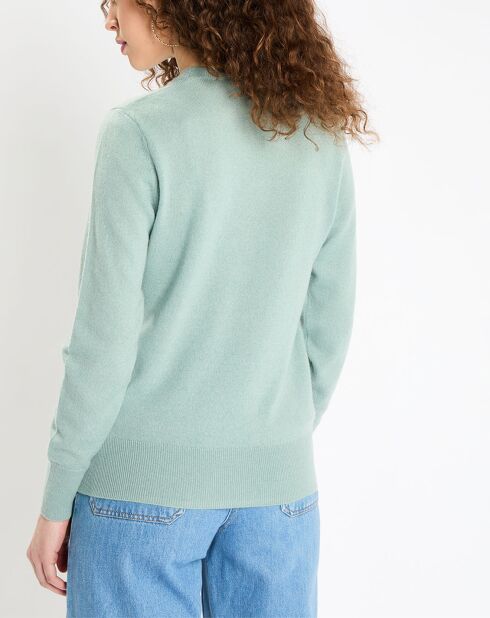 Pull 100% Cachemire Zabri col rond vert clair