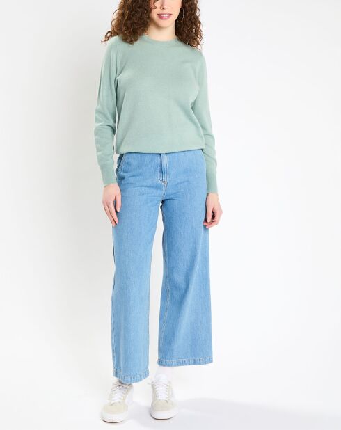 Pull 100% Cachemire Zabri col rond vert clair