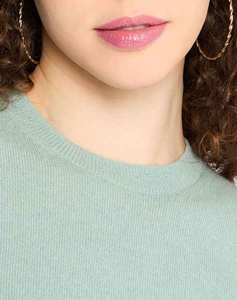 Pull 100% Cachemire Zabri col rond vert clair