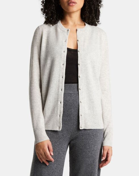 Cardigan 100% Cachemire Zacao gris clair