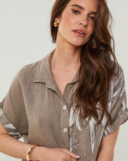 Chemise 100% Lin Adeline taupe