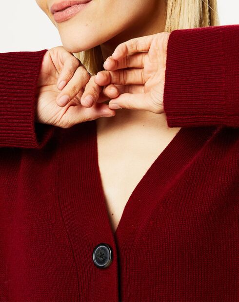 Gilet 100% Cachemire Zira rouge foncé