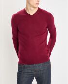 Pull 100% Cachemire Nachve col V bordeaux