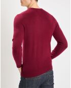 Pull 100% Cachemire Nachve col V bordeaux