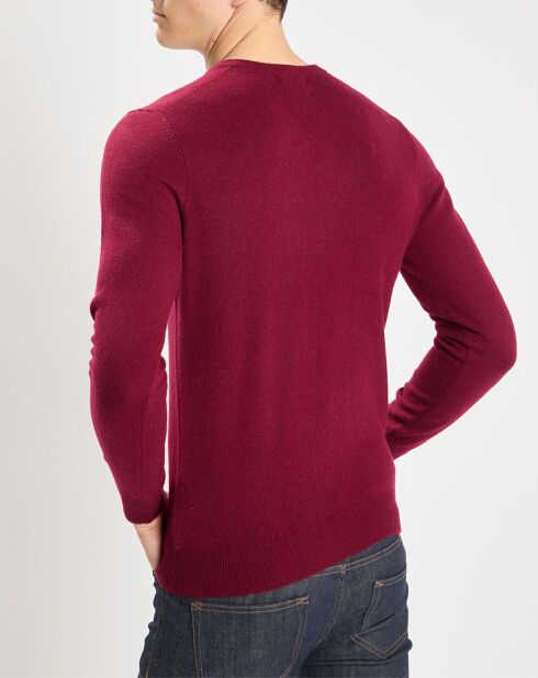 Pull 100% Cachemire Nachve col V bordeaux