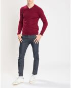 Pull 100% Cachemire Nachve col V bordeaux
